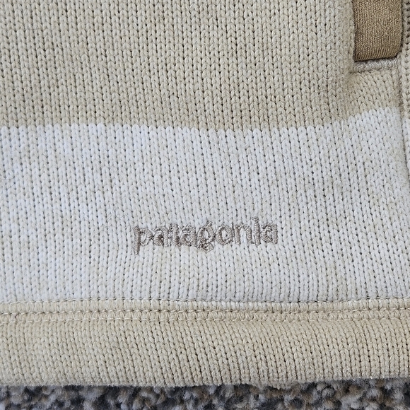 Patagonia Better Sweater 3/4 Zip Beige Cream Striped Fleece Jacket Womens Large - Picture 10 of 16